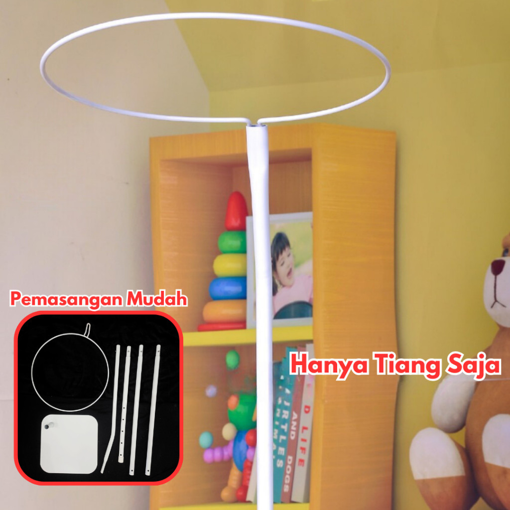 Floweryid Tiang Saja Untuk Kelambu Box Bayi Dari Lantai Standing Berdiri Bulat Aksesoris Bahan Besi
