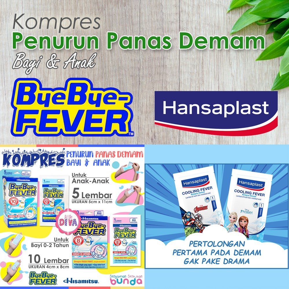 Ecer HANSAPLAST & BYE BYE FEVER BAYI & ANAK - Plester Kompres Penurun PANAS DEMAM Hansaplas ens