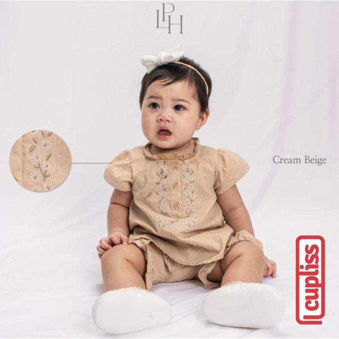 Little Palmerhaus Alisha Baby Girl Set Cream Beige Baju Lebaran Idul Fitri