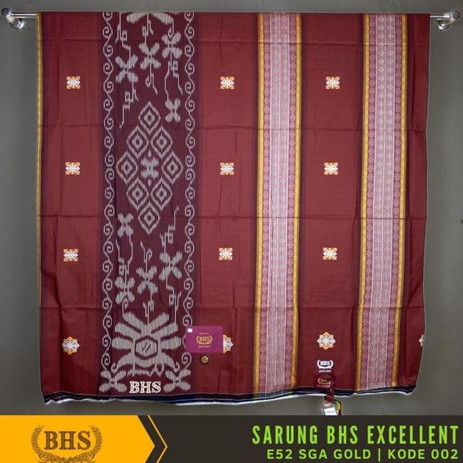 Miliki Sarung Bhs Excellent Gold Motif E52 Sga Bahan Mercerized Cotton Kain Sarung Tenun Muslim Pria