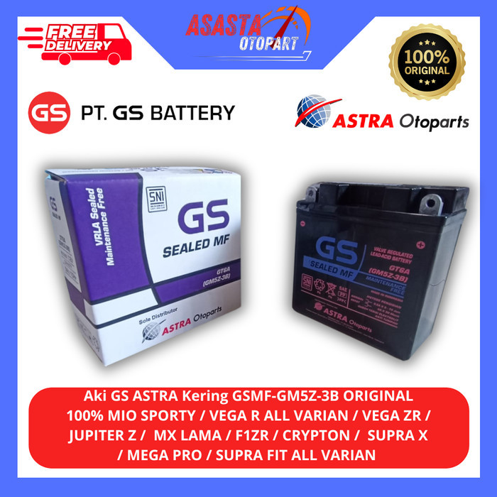 Aki Motor Gs Astra Mf Gm5Z3B Original 100% Mio Sporty / Vega R All Varian / Vega Zr / Jupiter Z / Mx