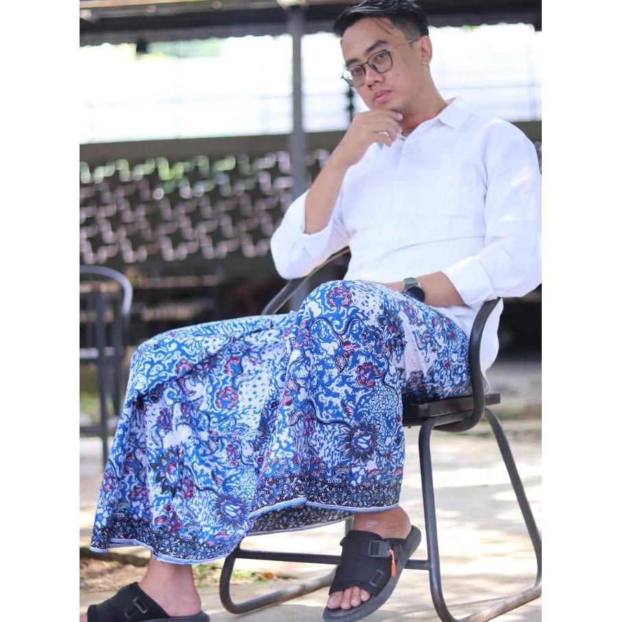 Diskon Kokui Sarung Batik Lasem Satrio Wijaya Biru Merah  Gus Ahmad  Pria Dan Wanita Kain Katun Prim