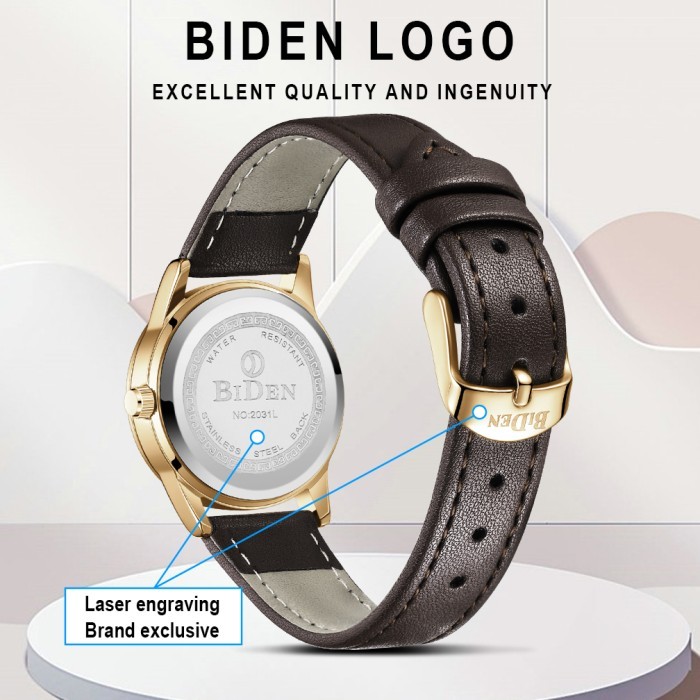 BIDEN JAM TANGAN WANITA ORIGINAL ANTI AIR KALENDER TALI KULIT KOREA