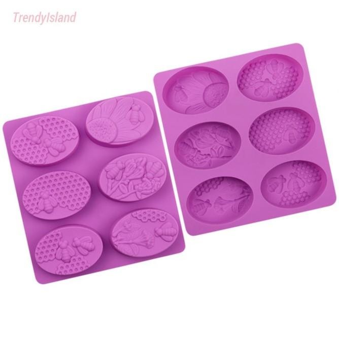 CETAKAN KUE / SABUN HANDMADE DIY BENTUK LEBAH 6 LUBANG BAHAN SILIKON