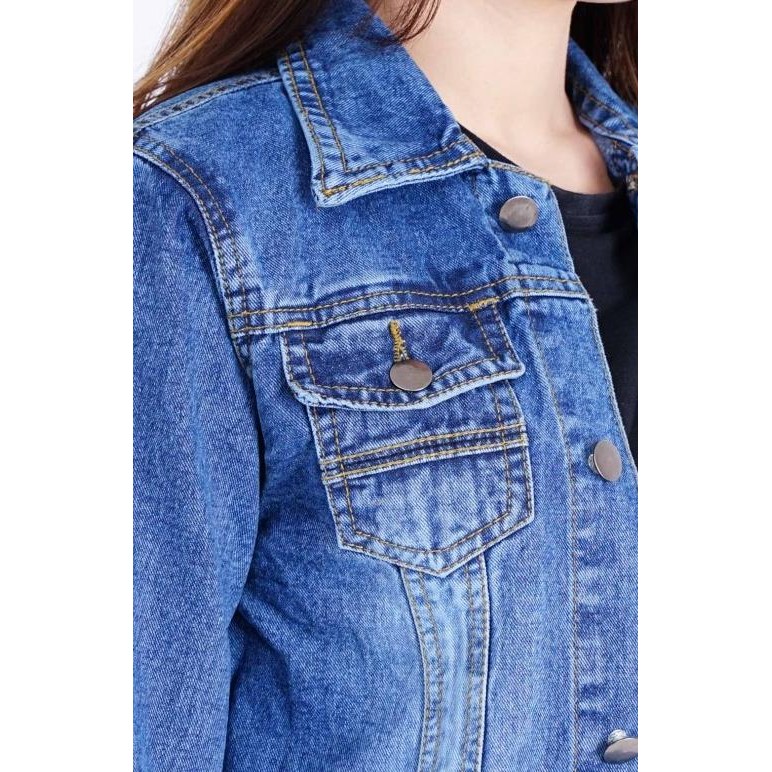 Murah Jaket Jeans Polos Non Stretch Biru Jeans Wanita Premium - Jsk Jeans
