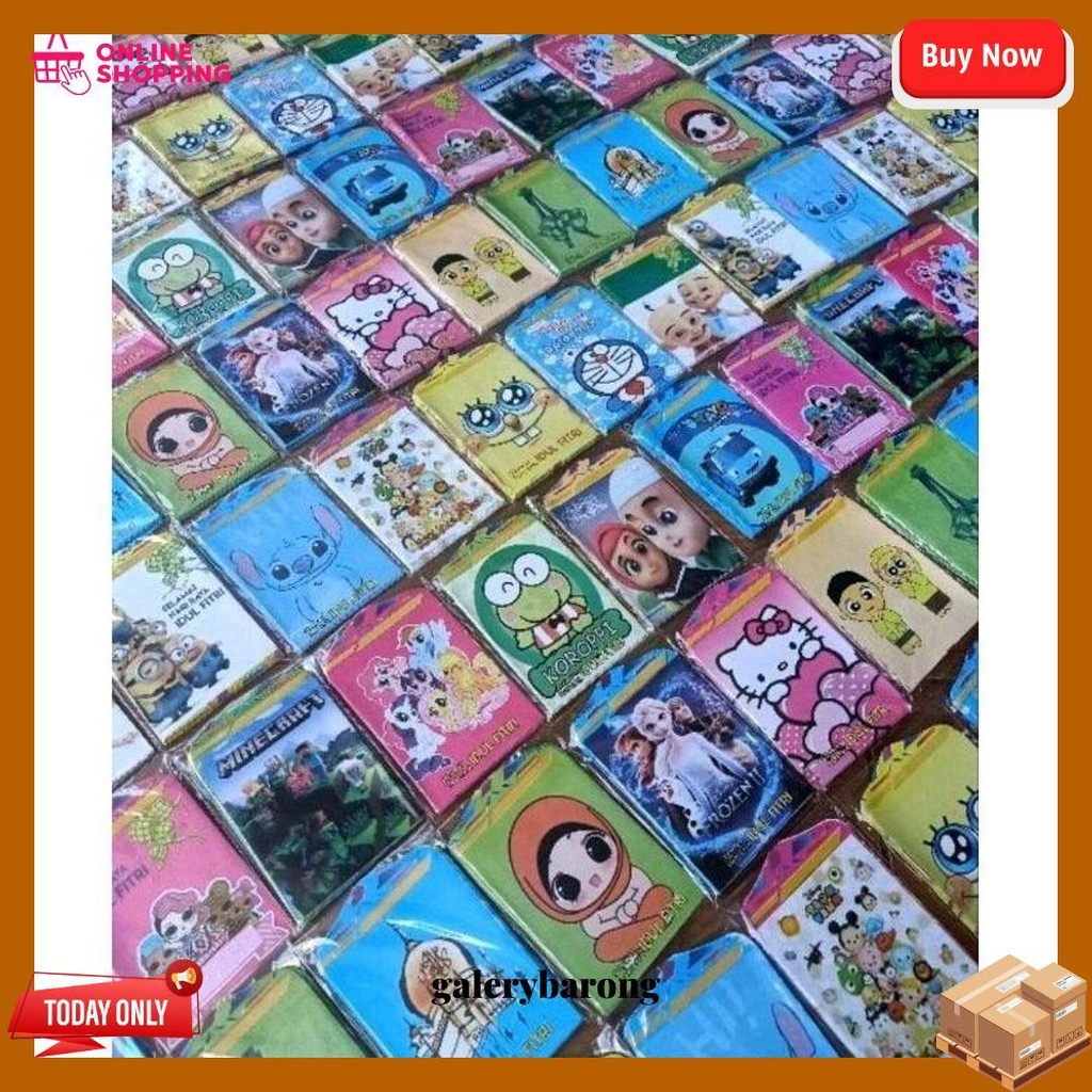 

100 Amplop Lebaran Medium Motif Karakter Kartun Lucu (Sudah Di Lem) Siap Pakai Cod