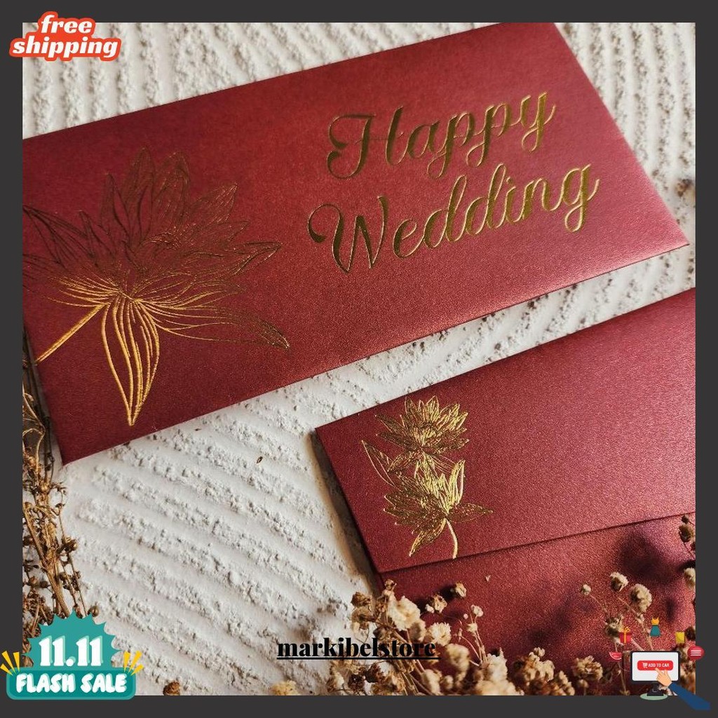 

Amplop Uang Horizontal Besar 9.5X18.5Cm Happy Wedding Congratulations / Angpao Selamat Bahan Fancy Jasmine / Angpau Wedding / Angpau Congratulations (Isi 10 Pcs) Bisa Cod