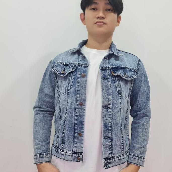 Promo Minola Jaket Denim Pria Classic Slim Fit