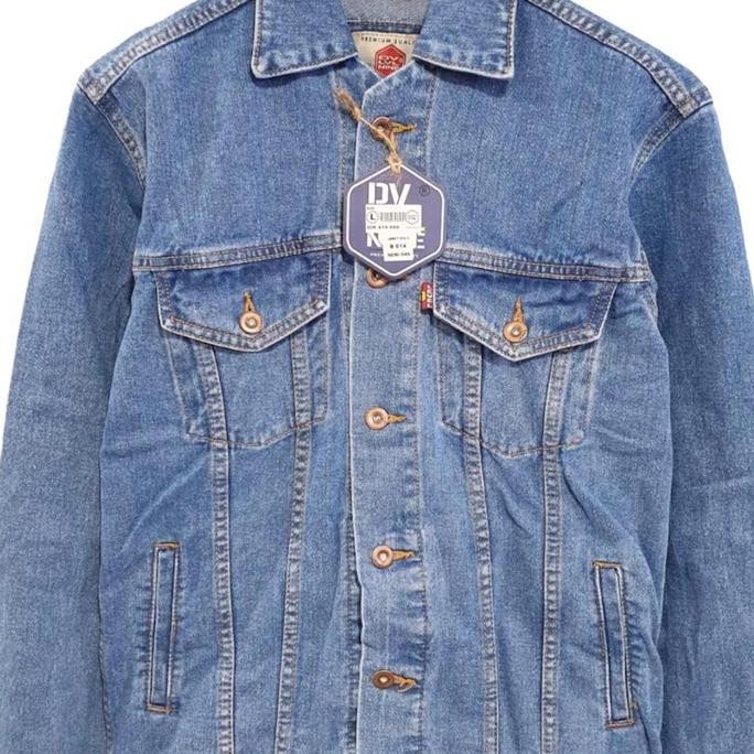 Promo Jeans Jacket Pria Terbaru/Jaket Polos Pria Biru Hitam Kancing Cowok Distro Keren Blazer Casual