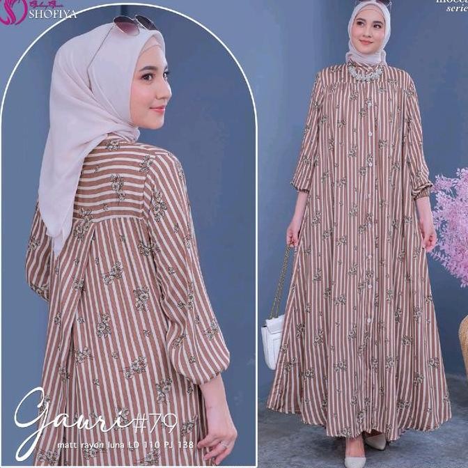 Gamis Dress Gauri Bahan Rayon Guardian Ld 110 Panjang 135 Gauri Shofiya Fashion Maxi Wanita Berkuali