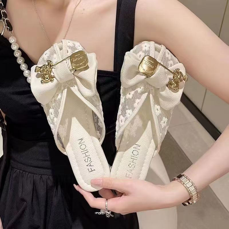 Sandal Setengah Jari Tertutup, Sandal Gaya Peri Permukaan Jaring Berongga