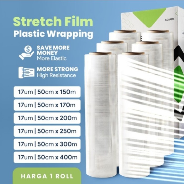

Plastik Wrapping Bening Delkowrap Stretch Film Putih Hitam 50X300