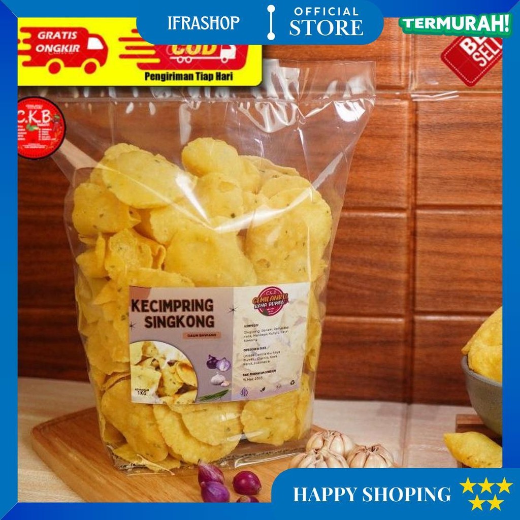 

Cemilanku - 1Kg Kecimpring Singkong Bawang Daun Rasa Asin Gurih, Comring D Promo 10.10