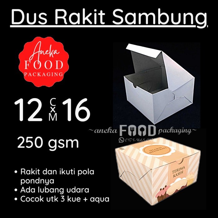 

100Pc- Dus Kotak Kue 12X16 Cm Gs Snack Box Kardus Kemasan Makanan