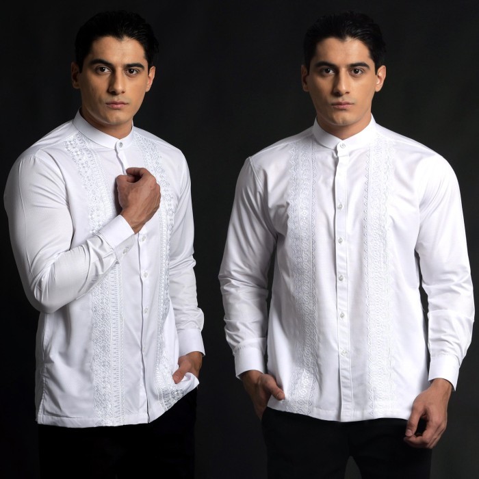 Casella Baju Koko Pria Lengan Panjang Baju Koko Putih Ibrahim