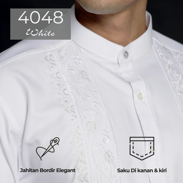 Casella Baju Koko Pria Lengan Pendek Baju Koko Putih Ibrahim