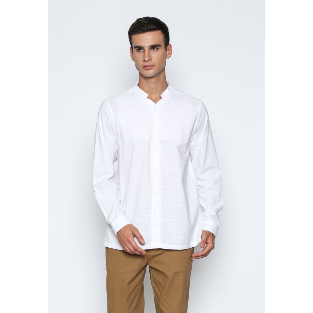 VALINO KEMEJA KOKO LENGAN PANJANG PRIA PUTIH - V-BDEA05-A1