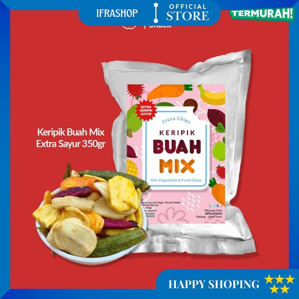 

Apelicious - Keripik Buah Sayur Mix 350G Fruta/Kripik Buah Mix 250G (Mix 6 Buah) Cemilan Snack Sehat D Sale