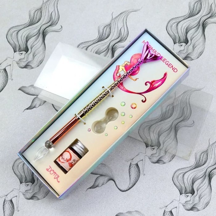 

Mermaid Glass Dip Signature Fountain Bussiness Creative Gift Set Pen