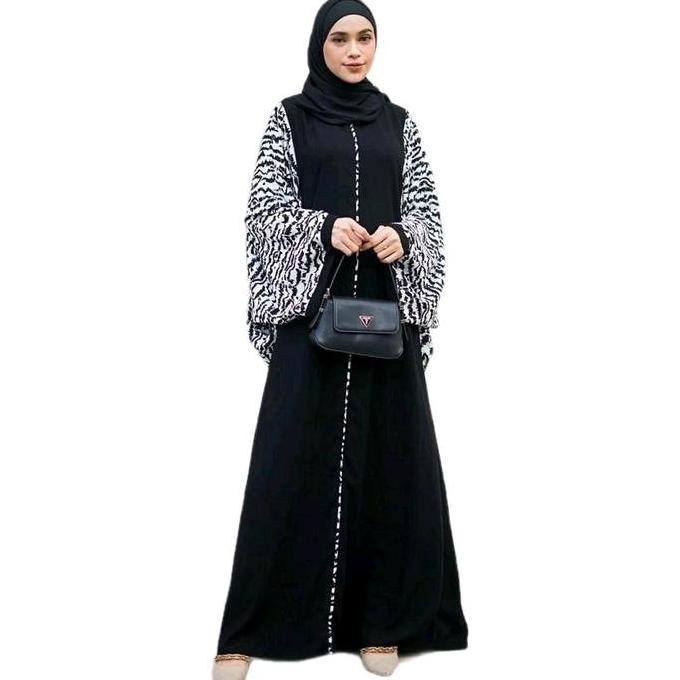 Muza Gallery Abaya Hitam Abaya Syar'I Baju Muslimah Turkey Dubai Arab Jetblack Saudi Kaftan Abstrak 