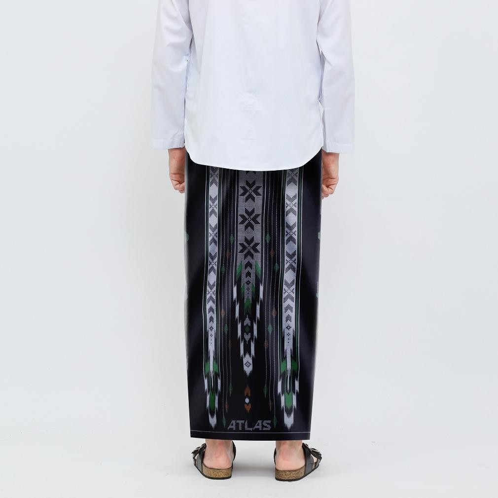 Sarung ATLAS Idaman 555 Kembang Motif BHS GSC 01 Warna Hitam Hijau
