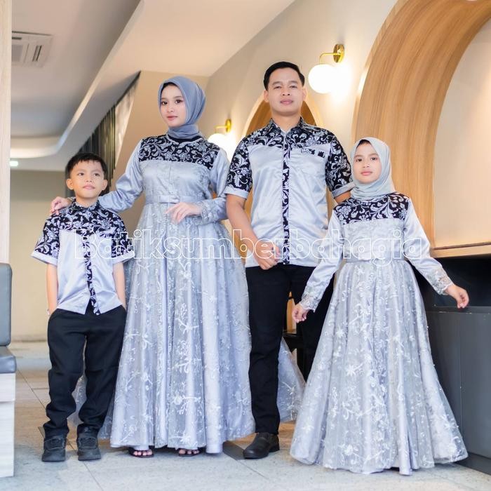 Baju Couple Keluarga Terbaru 2024 Spesial Lebaran Gamis Brukat Couple Gamis Busui Syari Modern