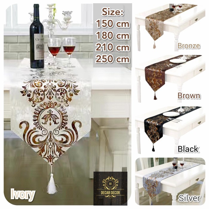 table runner panjang - Bed Runner Bludru Suede Mewah 250 cm - abu abu