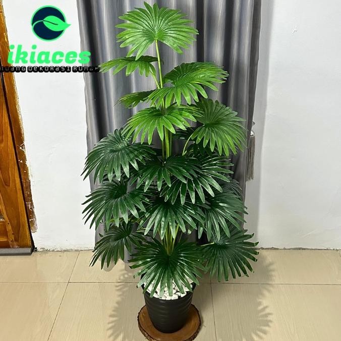 Terlaris Daun Palem Kipas 1 Meter Daun Palem Plastik Daun Artifisial Bunga Hias Plastik Dekorasi Tan