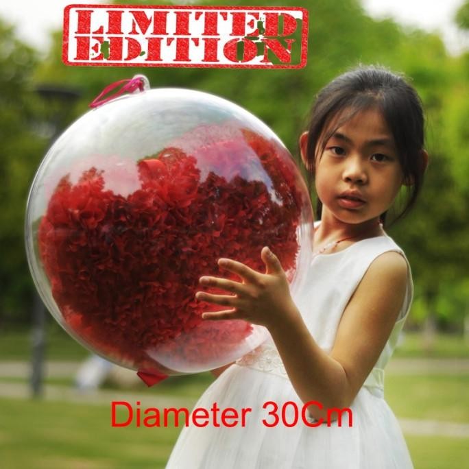 ] Bola Bening/Transparan Akrilik Hiasan Natal. Bola Kado Natal 30Cm