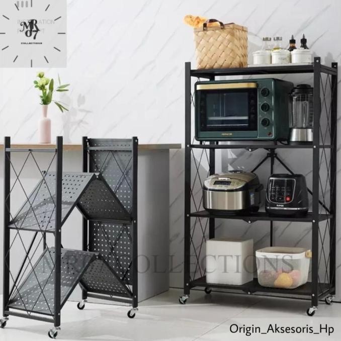 Rak Dapur Lipat Troli Tanpa Instalasi/Rak susun Penyimpanan Serbaguna