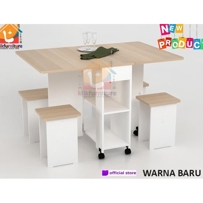 ALLISON DT120 PRODESIGN Meja Makan Kayu Lipat Roda