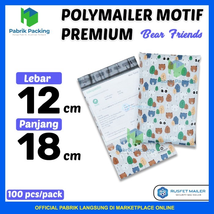 

Polymailer Amplop Packing Rusfet / Bear Family 12X18 / Per Pack Murah New