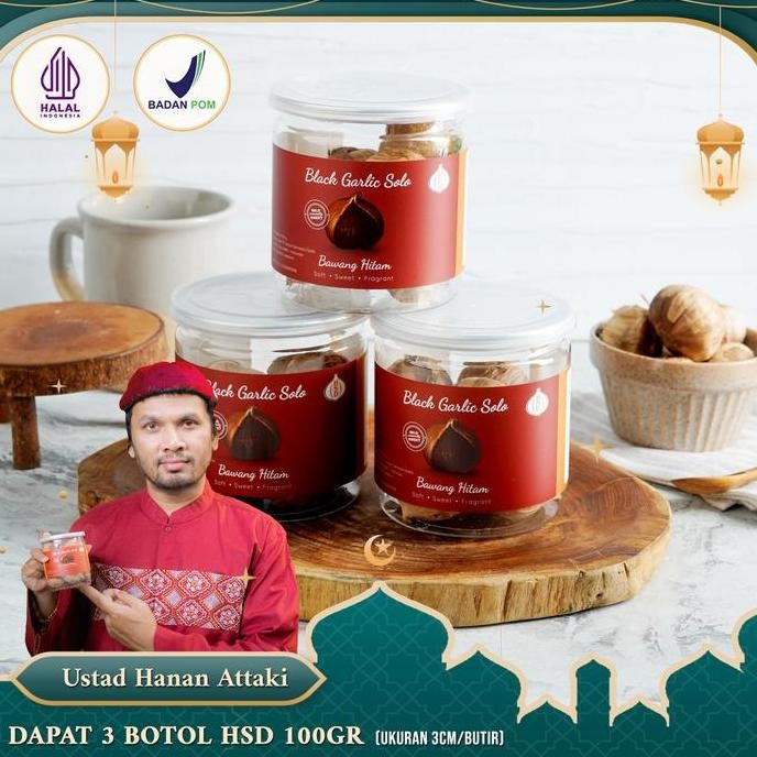 

3 BOTOL HSD Black Garlic 100 Gr SIZE 3 CM / Bottle, Bawang Hitam Spices