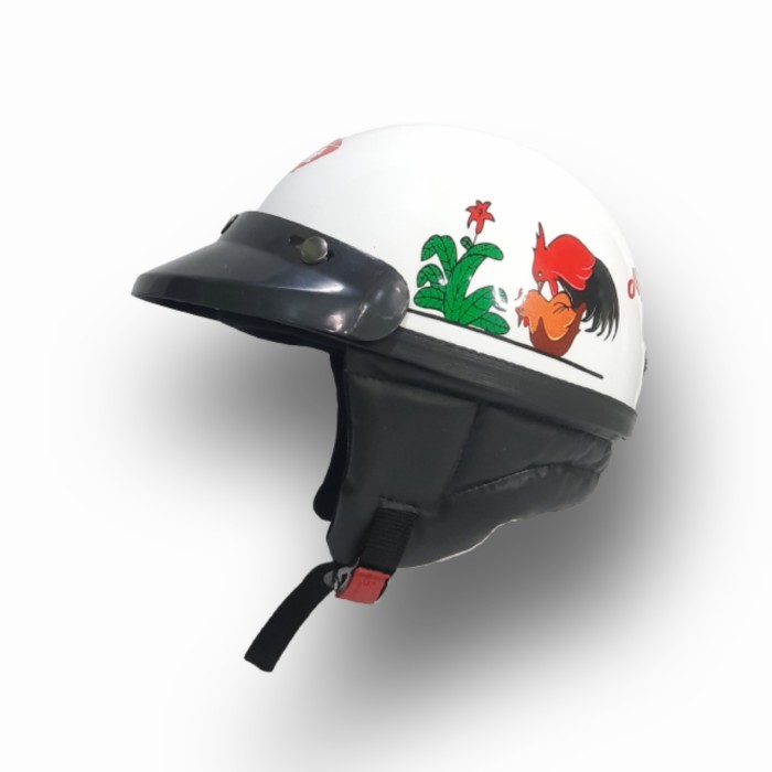 

BERGARANSI Helm chips retro ayam jago pet pendek sni