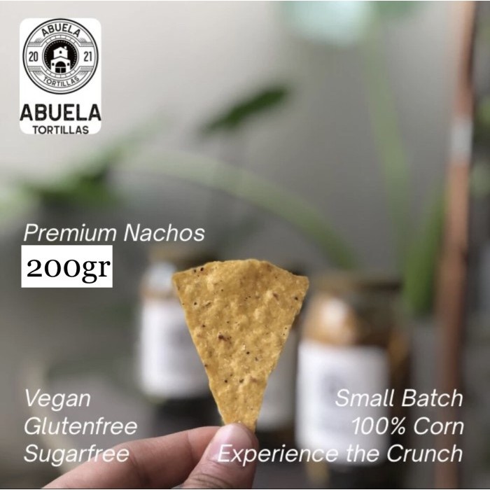 

TERJAMIN Tortilla Chips Vegan Glutenfre Nachos - Abuela Tortillas - Pouch 250gr