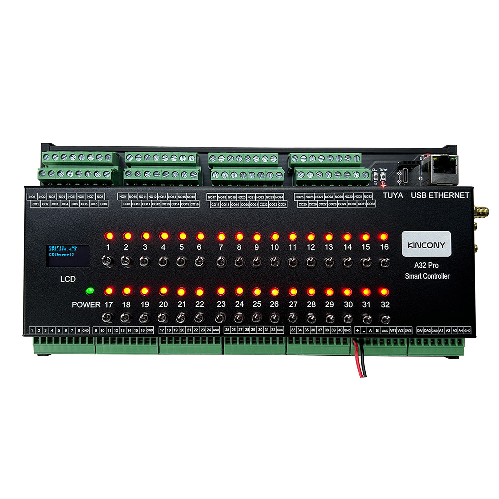 PUJASERRAZ A32 Pro ESP32 Ethernet RS485 4G Relay Module 32CH Relay 2CH Dimmer LCD MQTT HTTP TCP ESPh