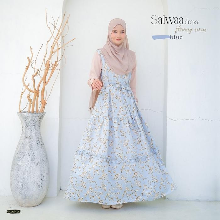 Riskirich Salwaa Dress Muslim Wanita Motif Bunga