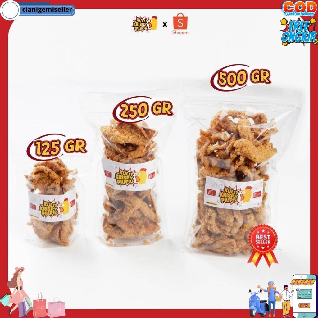 

[Free Emas Random] Piupiu - Kulit Ayam Crispy 250Gr Snacks Rasa Jalapeno/Original/Pedas Daun Jeruk D Promo 3.3