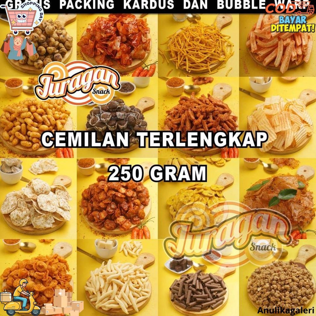 

Snack Kiloan Terlengkap 250 Gram Makanan Ringan Jajanan Cemilan Camilan Pedas Asin Gurih Manis Murah D Sale