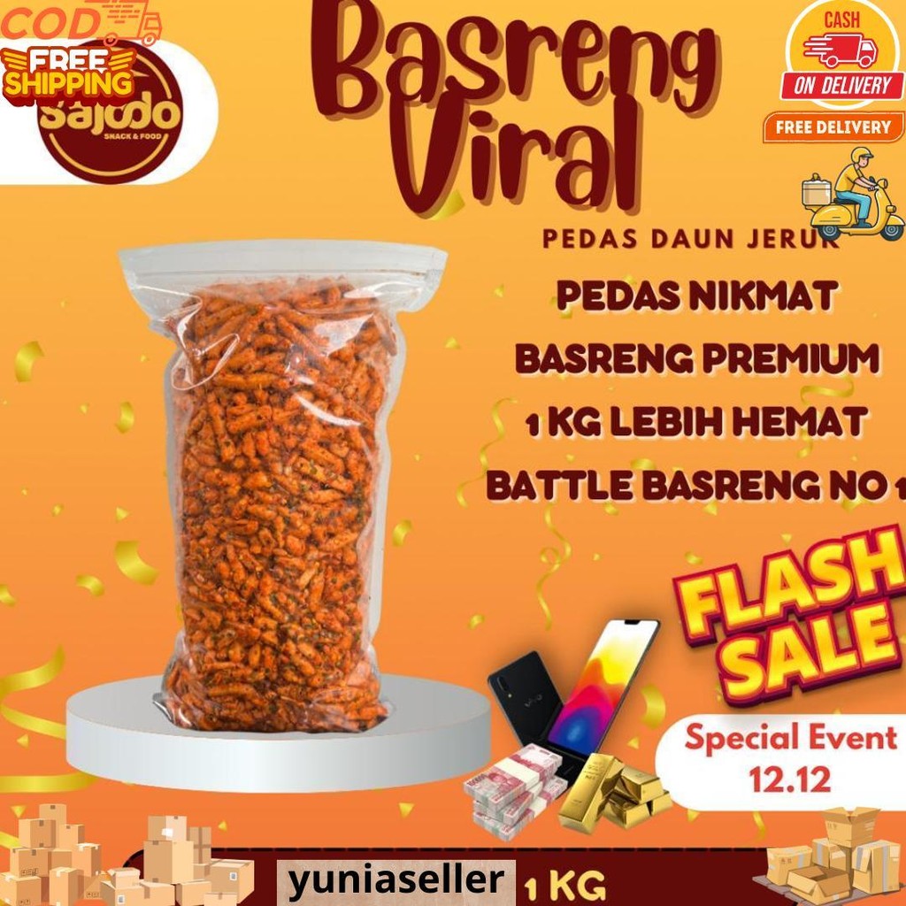 

[Flash Sale] Basreng Pedas Daun Jeruk Sajodo Snack - 1Kg D Promo Puncak