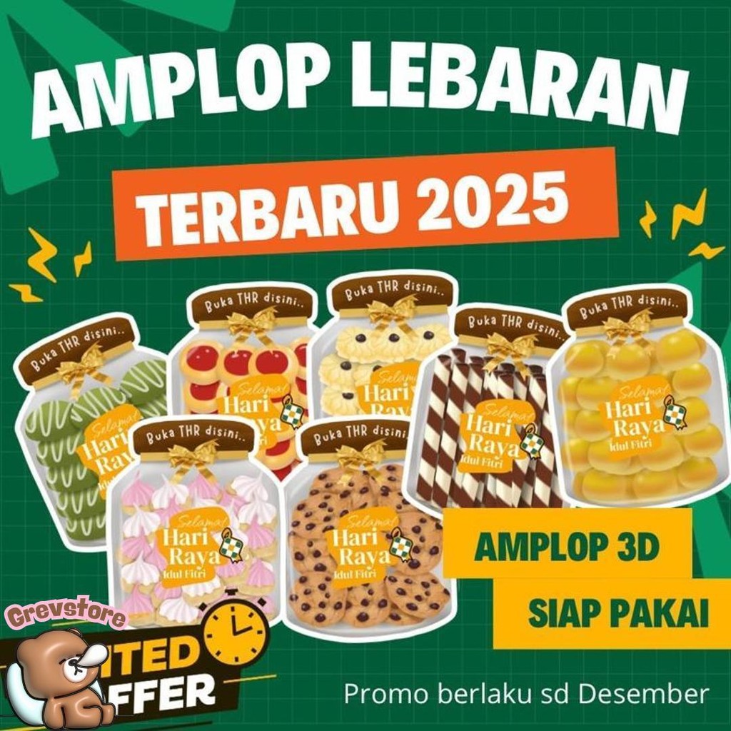 

(Readdy) 10Pcs Amplop Lebaran Toples Snack 3D/Amplop Lebaran Terbaru 2024 Murah