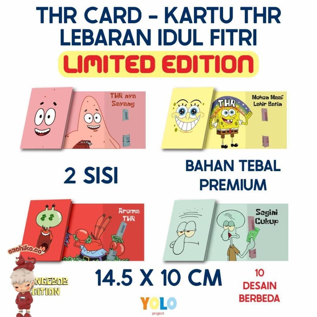 

Amplop Kartu Thr / Thr Card / Kartu Amplop Lebaran Idul Fitri / Kartu Amplop Lucu / Kartu Amplop Viral Spongebob Edisi (Limited Edition) Diskon