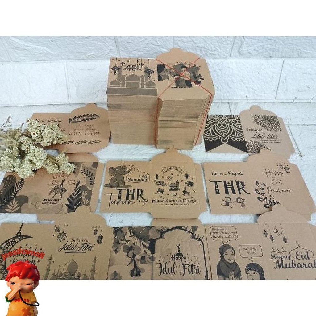

Angpao Lebaran/Amplop Lebaran Kraf 1Kg Masih Lembaran(Kurlab 500Psc)8 Motif Cod