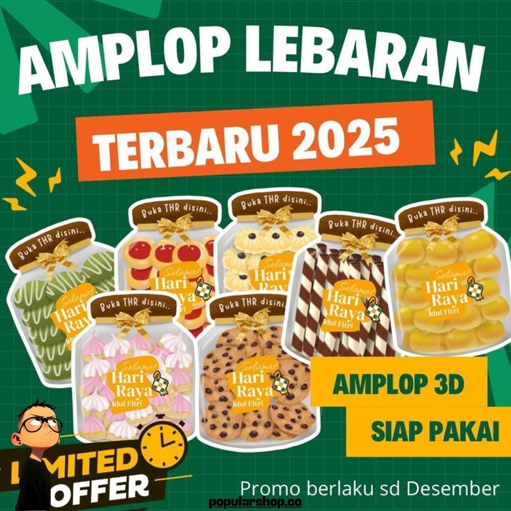 

(Readdy) 10Pcs Amplop Lebaran Toples Snack 3D/Amplop Lebaran Terbaru 2024 Promo