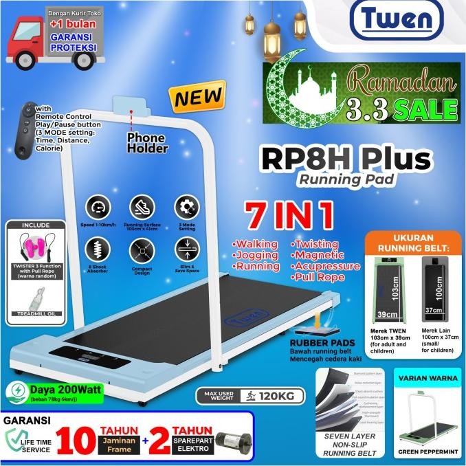 Treadmill Elektrik Twen RP7H Treadmil Listrik Running Pad Walking Pad