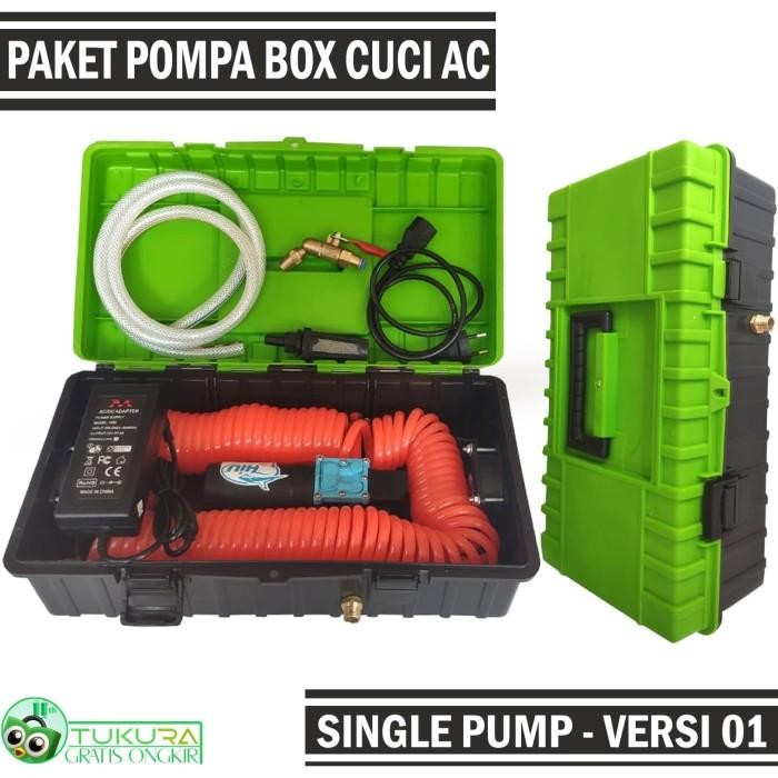 Paket Pompa Box Cuci Ac Portabel Selang Spiral 12M Nozzle Apolo - V1