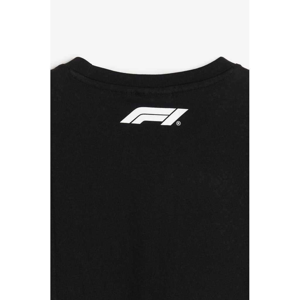 H&M Regular Fit T-shirt - Black/Formula 1 Terlaris