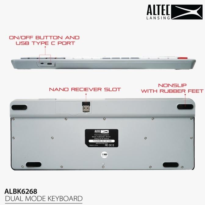 ALTEC LANSING KEYBOARD ALBK6268 DUAL MODE WIRELESS & BLUETOOTH