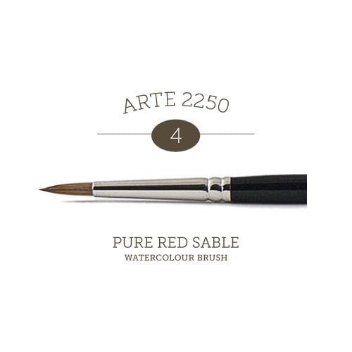 

ARTE 2250 Pure Red Sable No.4 Round Watercolour Brush