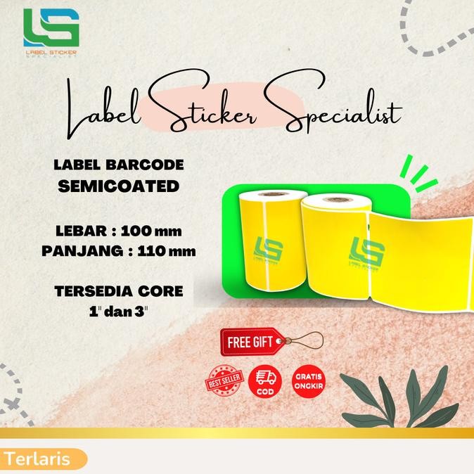 

LABEL STIKER BARCODE 100X110 MM SEMICOATED 10X11 CM